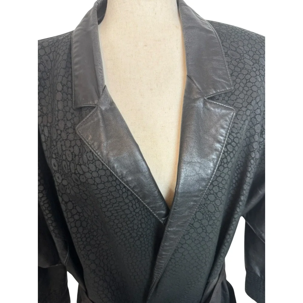 Womens Black Leather Jacket Vintage disco going out mobwife 90's